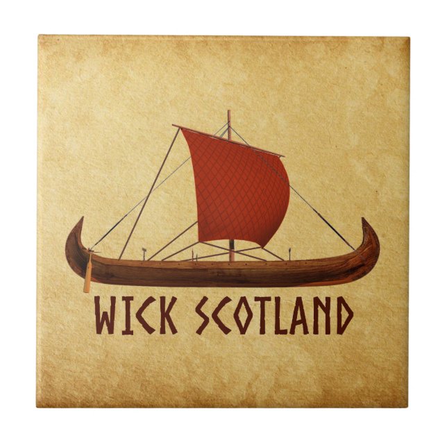 Azulejo Barco vikingo de Wick Escocia (Frente)