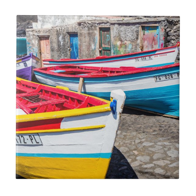Azulejo Barcos de pesca de colores, Cabo Verde (Frente)