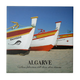 Azulejo Barcos de pesca en la foto de playa del Algarve