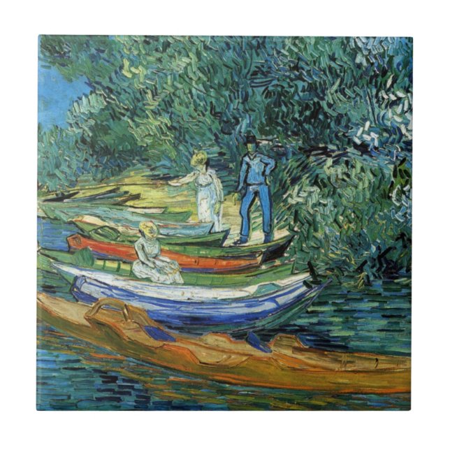 Azulejo Barcos de Rowing de Van Gogh en los bancos del (Frente)