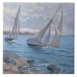 Azulejo Barcos de vela en el río