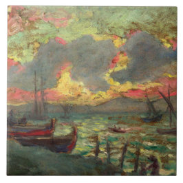 Azulejo Barcos de vela en la costa (por Kimon Loghi)