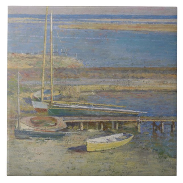 Azulejo Barcos en aterrizaje (Paisaje de Nueva Inglaterra) (Frente)