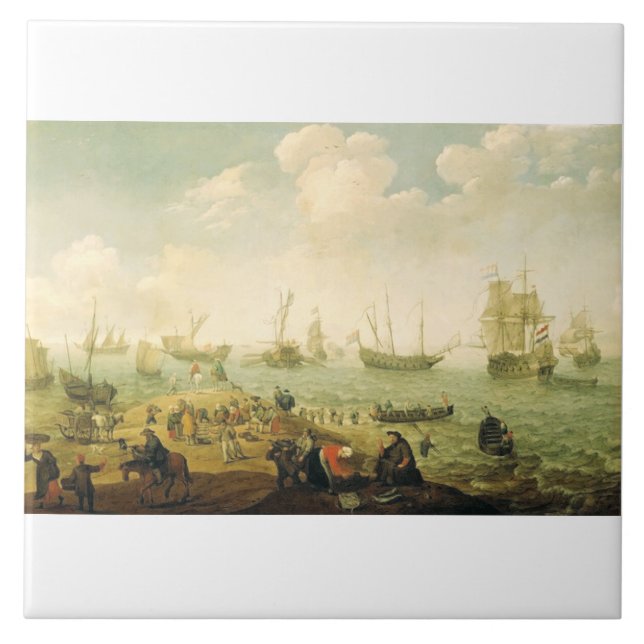 Azulejo Barcos en una rada holandesa  (Frente)
