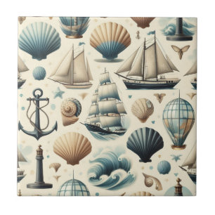Azulejo Barcos Náuticos Modernos de Medianos del Siglo