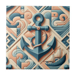 Azulejo Barcos Náuticos Modernos de Mitad de Siglo