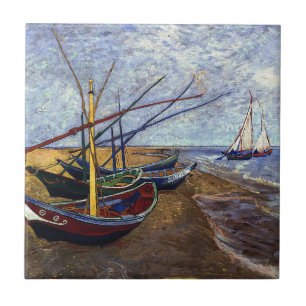 Azulejo Barcos pesqueros Van Gogh en la playa