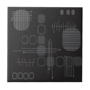 Azulejo Barkcloth de resumen atómico negro