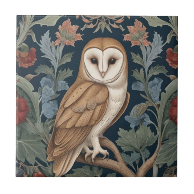Azulejo Barn Owl William Morris estilo Derecha frente a Fl (Frente)