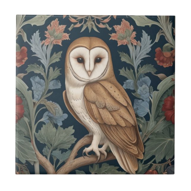 Azulejo Barn Owl William Morris estilo Izquierda frente a  (Frente)