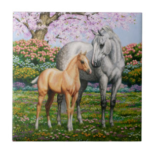 Azulejo Barrio Gris de manzana Mare Palomino Foal