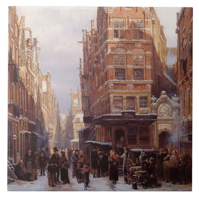 Azulejo Barrio judío en Ámsterdam (escena de la ciudad vie (Frente)