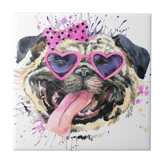 Azulejo Barro amasado rosado lindo de la acuarela (Frente)