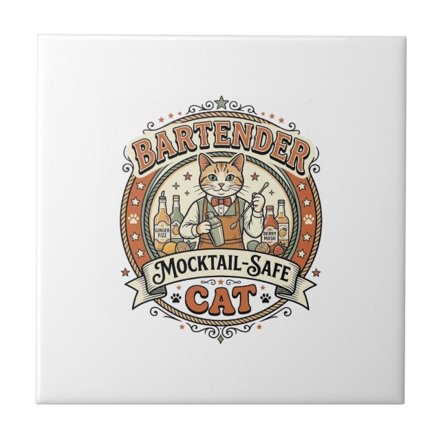 Azulejo Bartender Mocktail-Safe Cat Bartender Mocktail-Saf (Frente)
