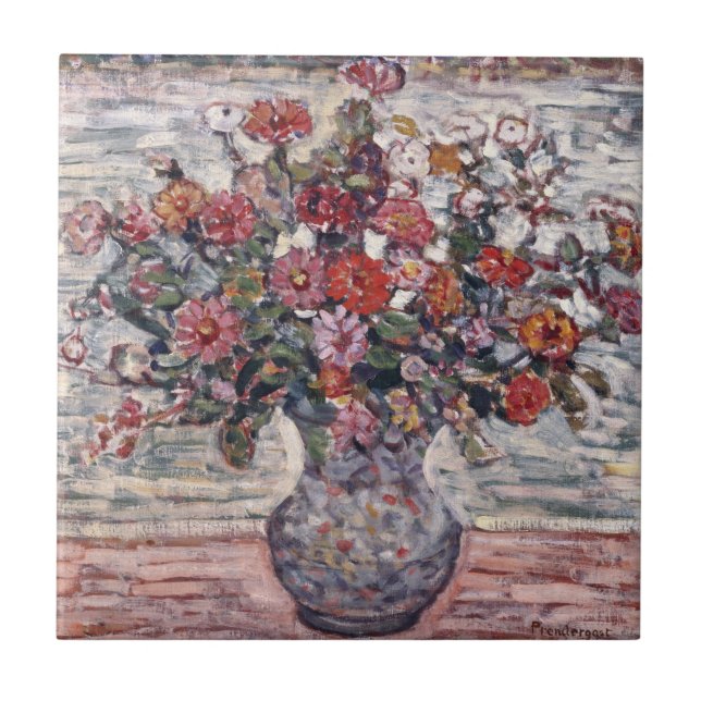Azulejo Base de flores, Zinnias de Maurice Prendergast (Frente)