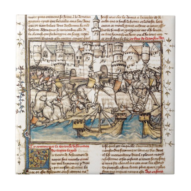 Azulejo Batalla de la guerra de Troya (Frente)