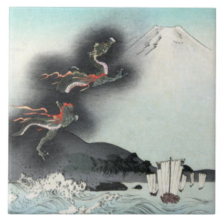 Azulejo Batalla naval Furia del Dragón por el Monte Fuji,