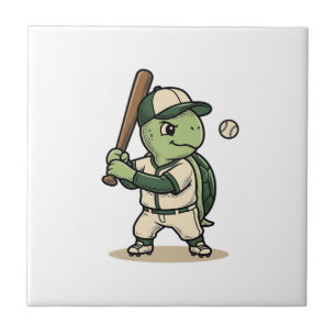 Azulejo Bateador de béisbol de tortuga linda arte vectoria