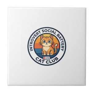 Azulejo Batería Social de Introvertido Gato Diseño de Gati