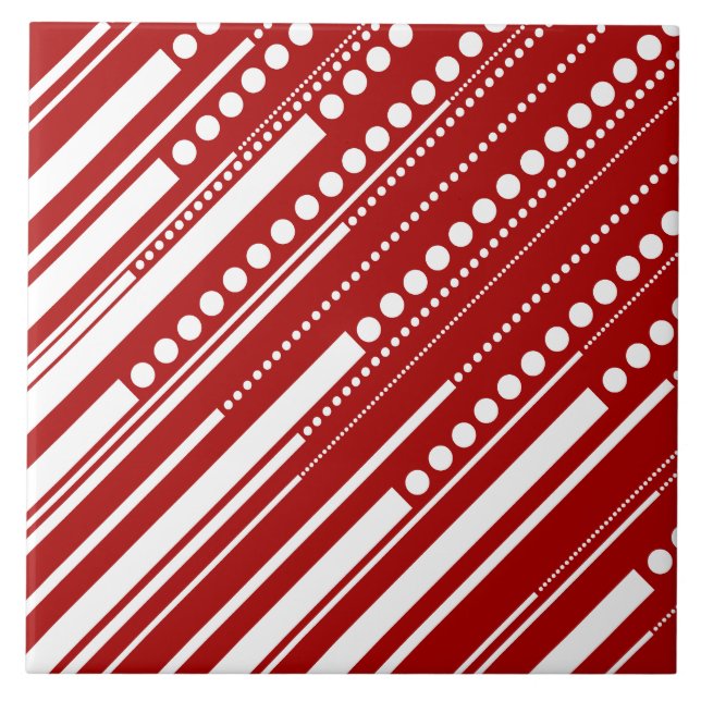 Azulejo Batidos y puntos en rojo y blanco (Frente)