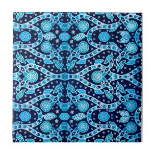 Azulejo Batik Azul Tribal Africano