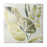 Azulejo Batik Leaves<br><div class="desc">"Batik me deja" por June Erica Vess. Presenta una paleta de colores mudos de hojas de batik.</div>