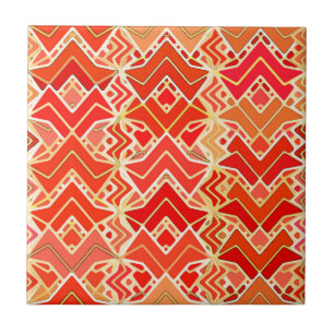 Azulejo Batik tribal en mandarín y Naranja ligero