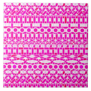 Azulejo Batik tribal - fucsia, magenta, orquídea y blanco