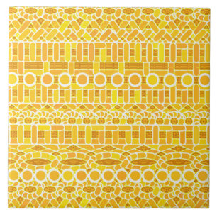 Azulejo Batik tribal - mostaza dorado y naranja