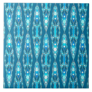 Azulejo Batik tribal - Ocean Blue y Aqua