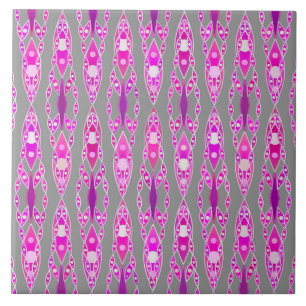 Azulejo Batik Tribal - Rosa Fucsia, Violeta y Gris