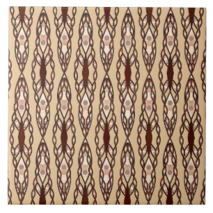 Azulejo Batik tribal - Tan, marrón oscuro y crema