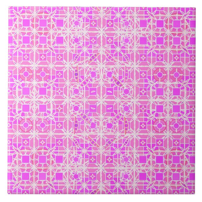 Azulejo Batik tribal - tonos de rosa y orquídea (Frente)