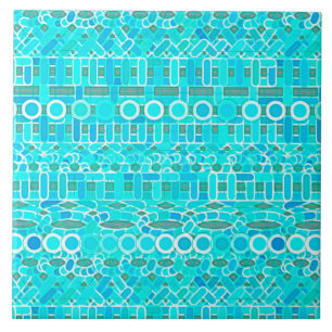 Azulejo Batik tribal - turquesa, aguamarina y gris