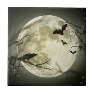 Azulejo Bats By the Moon en Halloween