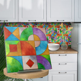 Azulejo Bauhaus Watercolor abstracto geométrico N2