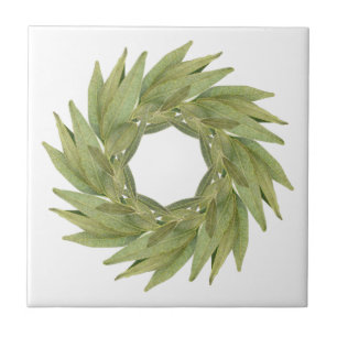 Azulejo BAY LEAVES WREATH 4.25" Tile cerámico