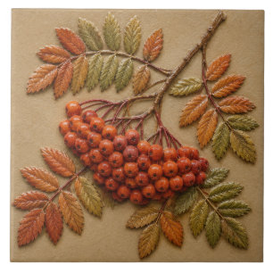 Azulejo Bayas y hojas de serbal de otoño