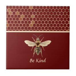Azulejo Be Kind Bee and Honeycomb sobre Borgoña