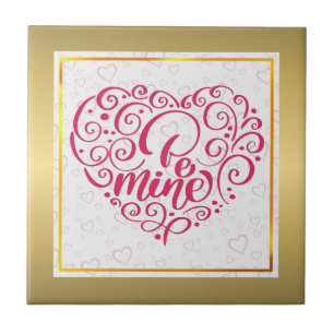 Azulejo Be Mine" Vintage Text: Happy Valentine Day