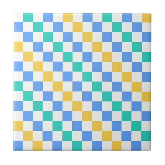 Azulejo Beach day diagonal checkerboard pattern (Frente)