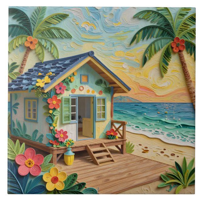 Azulejo Beach Home Oceanic Coastal Art (Frente)