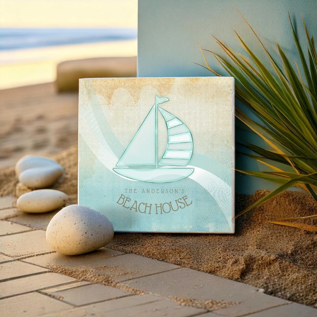 Azulejo Beach House Nautical Sailboat Aqua Blue ID623 (Subido por el creador)