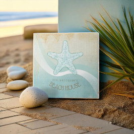 Azulejo Beach House Nautical Starfish Aqua Blue ID623