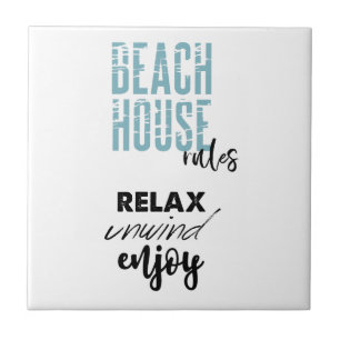 Azulejo Beach House Rules Relax Decoración