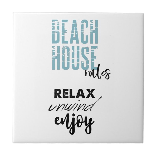 Azulejo Beach House Rules Relax Decoración (Frente)