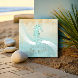 Azulejo Beach House Seahorse Aqua Blue ID623