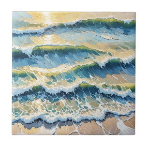 Azulejo Beach Ocean Green Blue Yellow Design 345