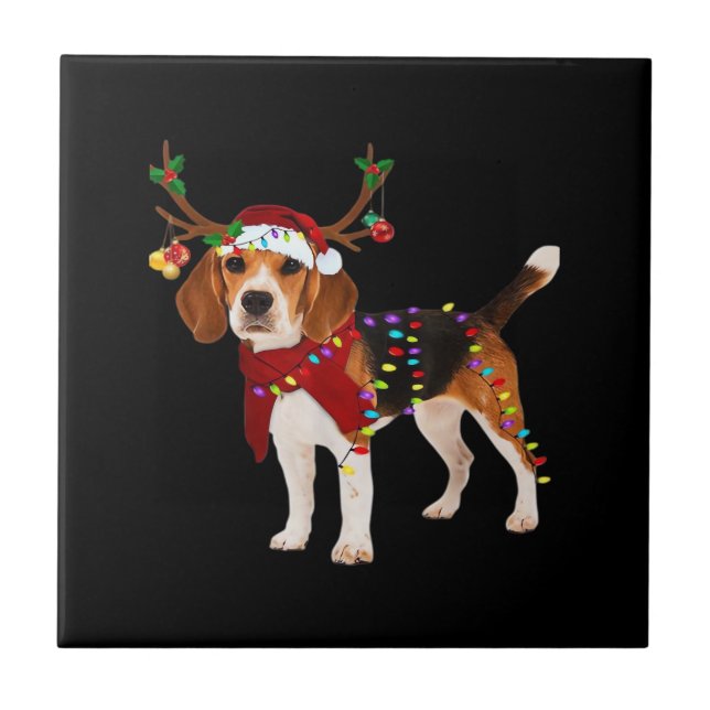Azulejo beagle dog christmas Classic T-Shirt (Frente)