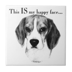 Azulejo Beagle Happy Face; Happy Beagle; Grumpy Beagle